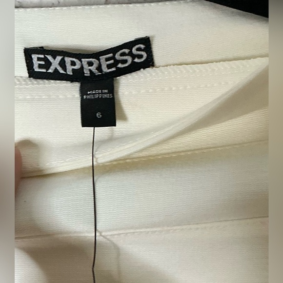 Express Cream Mini Ribbed Pencil Skirt - Picture 4 of 4